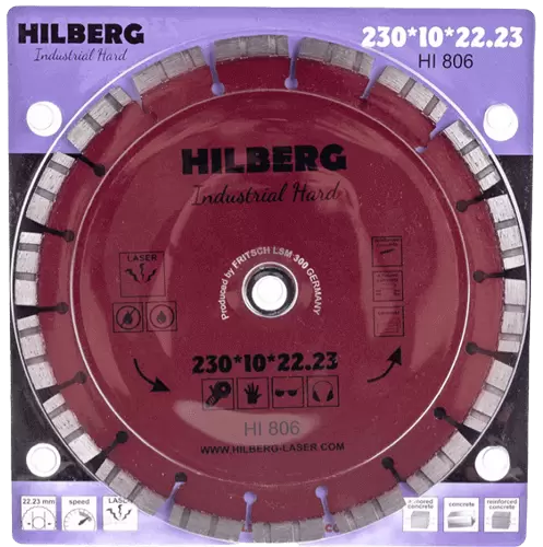 Алмазный диск по железобетону 230*22.23*10*3.2мм Industrial Hard Laser Hilberg HI806 - интернет-магазин «Стронг Инструмент» город Уфа