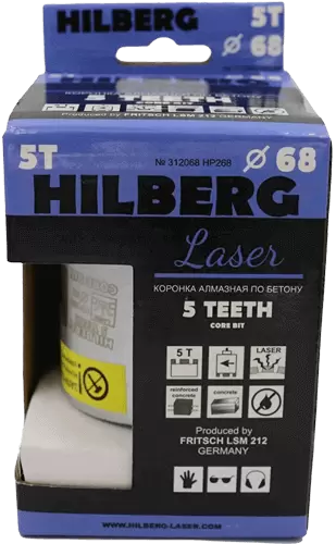 Коронка алмазная по армированному бетону SDS-Plus 68 мм Hilberg Laser 5 Teeth HP268 - интернет-магазин «Стронг Инструмент» город Уфа
