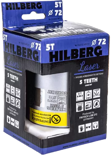 Коронка алмазная по армированному бетону SDS-Plus 72 мм Hilberg Laser 5 Teeth HP272 - интернет-магазин «Стронг Инструмент» город Уфа