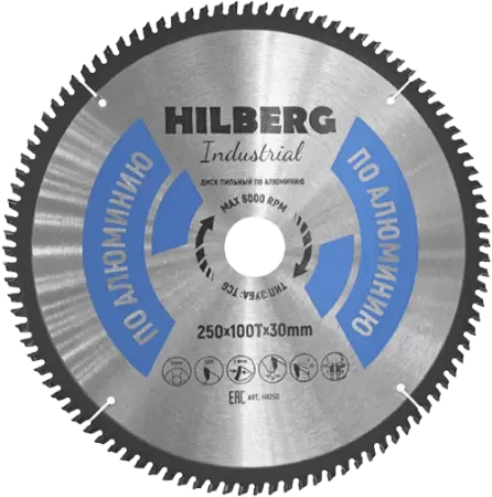 Пильный диск по алюминию 250*30*Т100 Industrial Hilberg HA250 - интернет-магазин «Стронг Инструмент» город Уфа