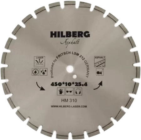 Алмазный диск по асфальту 450*25.4/12*10*3.6мм серия Laser Hilberg HM310 - интернет-магазин «Стронг Инструмент» город Уфа