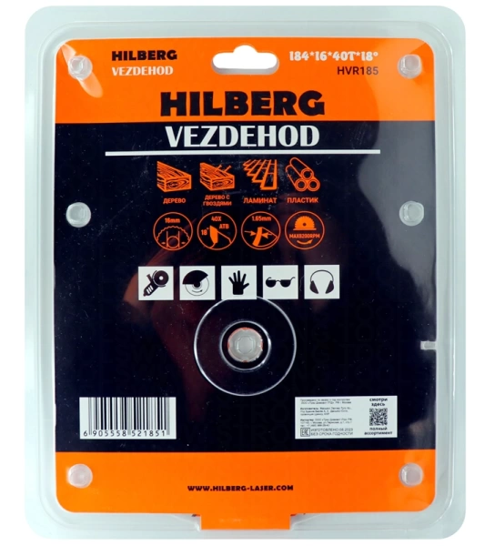 Универсальный пильный диск 184*16*40Т (reverse) Vezdehod Hilberg HVR185 - интернет-магазин «Стронг Инструмент» город Уфа